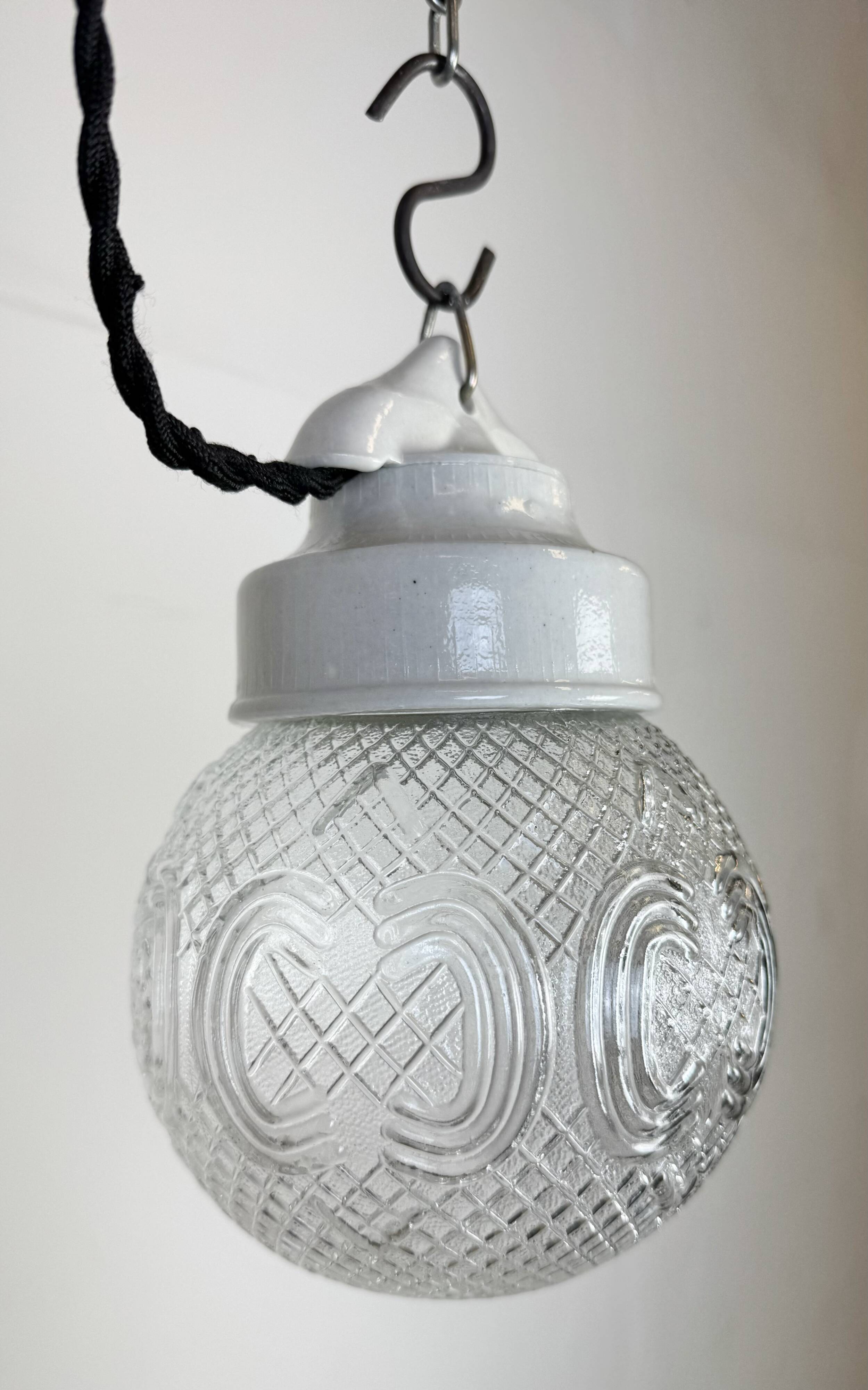 Vintage White Porcelain Pendant Light, 1970s