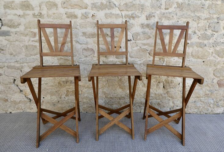 Table et ses 3 chaises pliantes en bois pour enfant, années 50