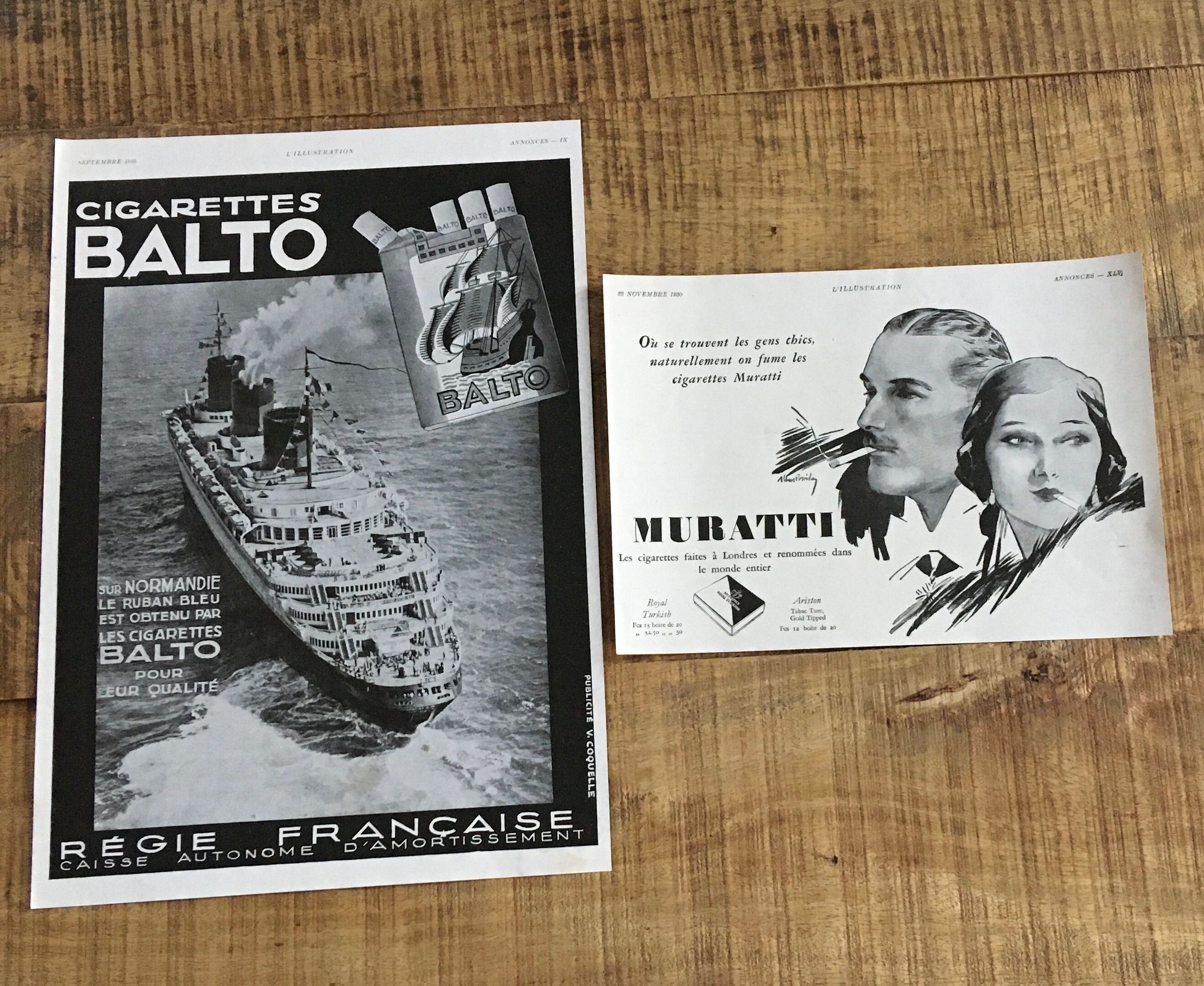 Lot 2 30s Advertisements Cigarettes