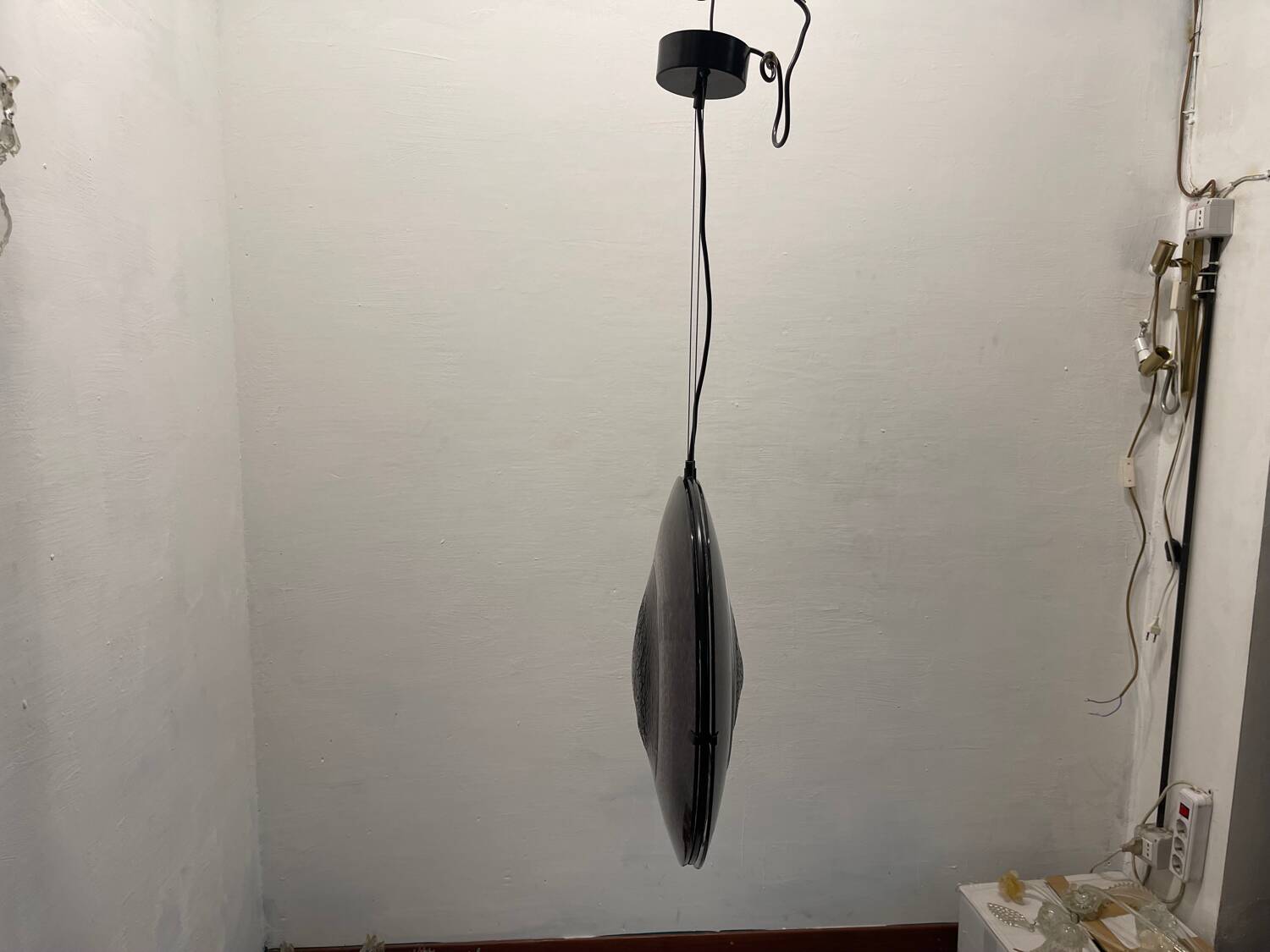 Set of 2 Vintage Mila Schön Murano Glass Pendant Lights, Italy, 1980s