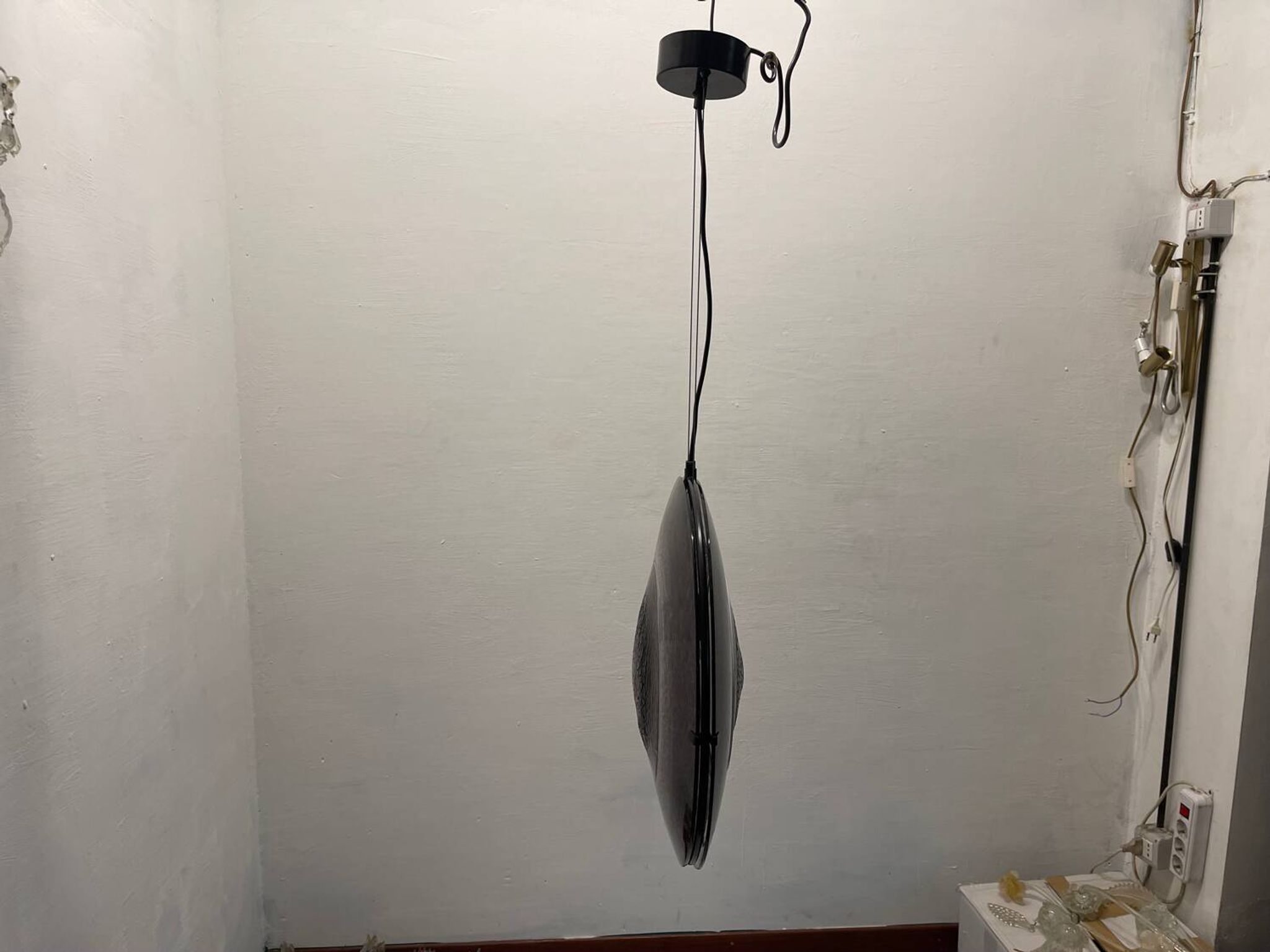 Set of 2 Vintage Mila Schön Murano Glass Pendant Lights, Italy, 1980s