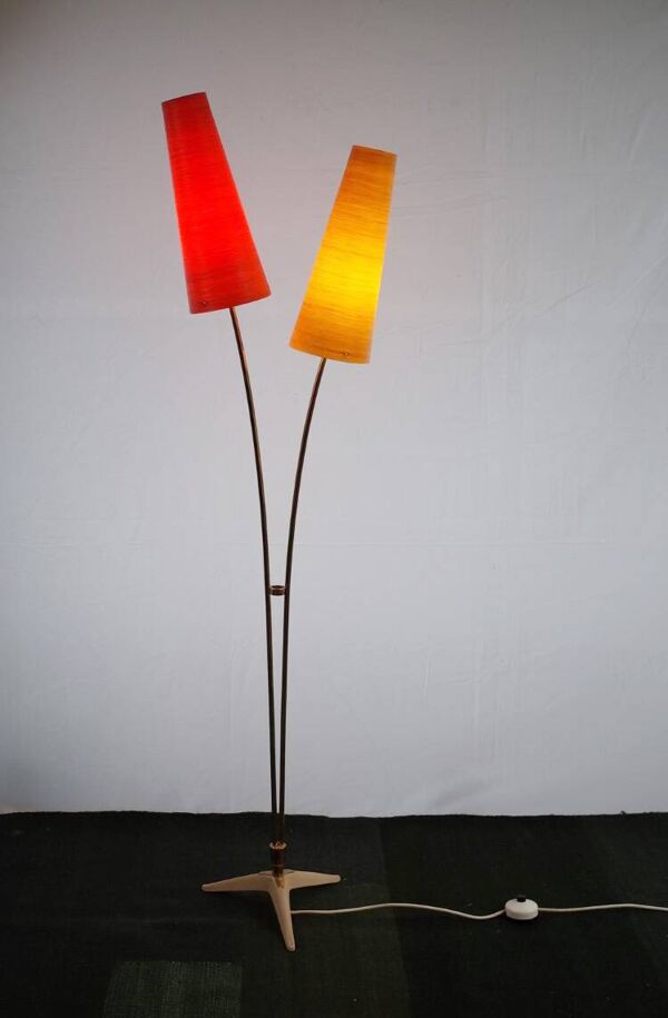 Vintage Stehlampe Cosack en fibre de verre Messing