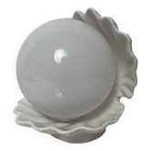 Ceramic lamp shell open white enamel vintage pearl night light