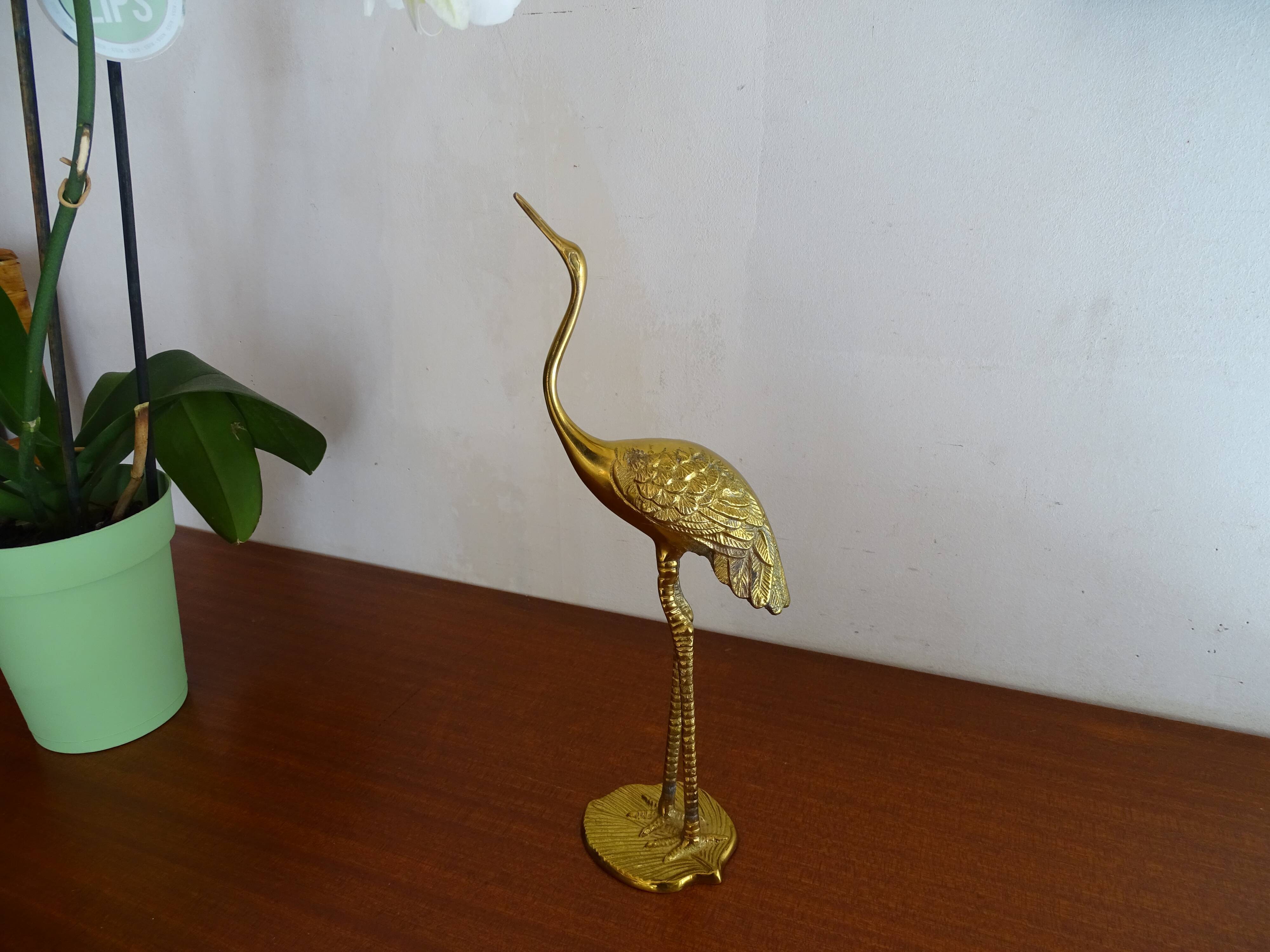 Vintage brass heron