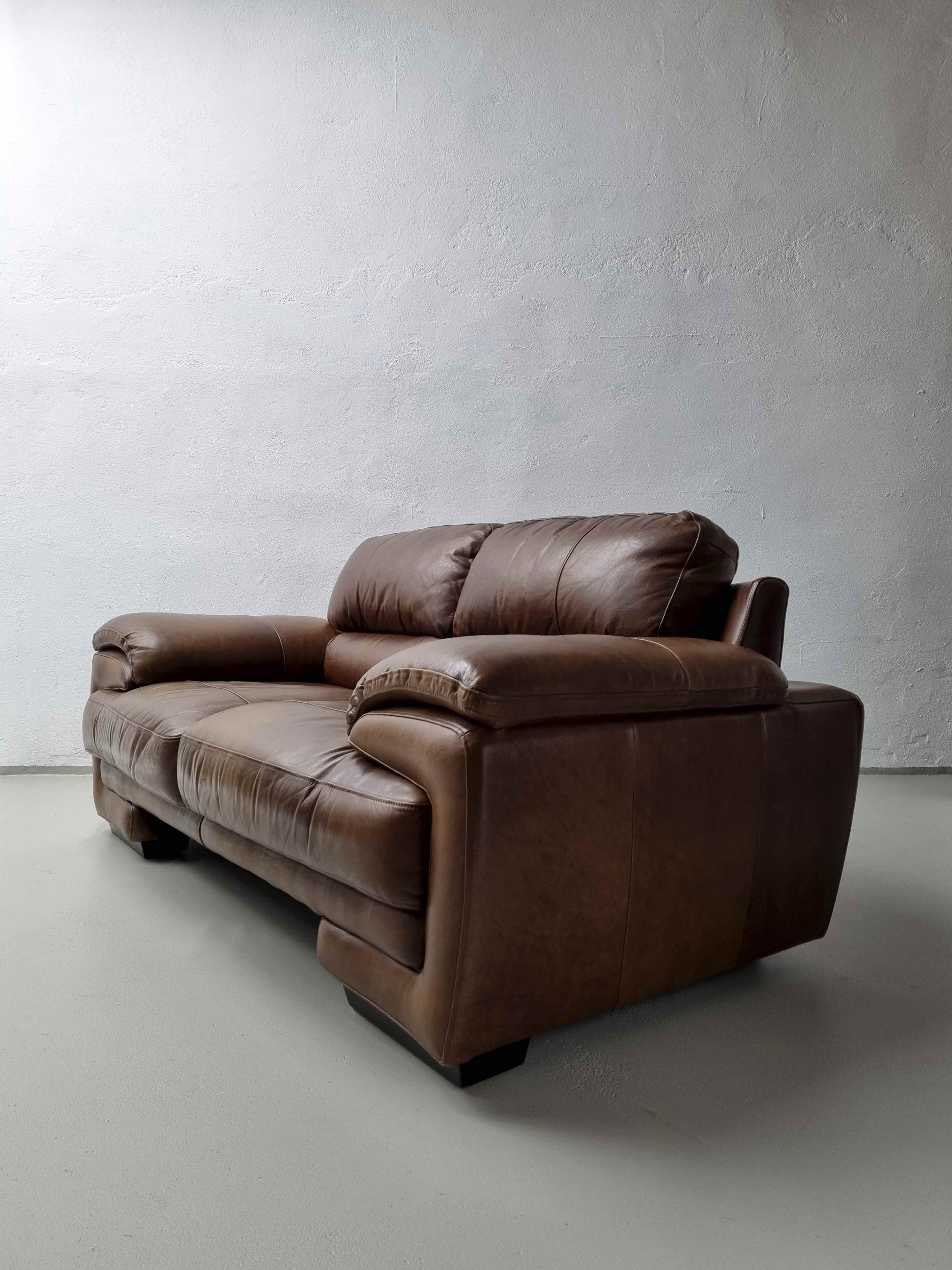 Brown buffalo leather sofa 193 cm