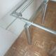 High table with tempered glass and chrome base.