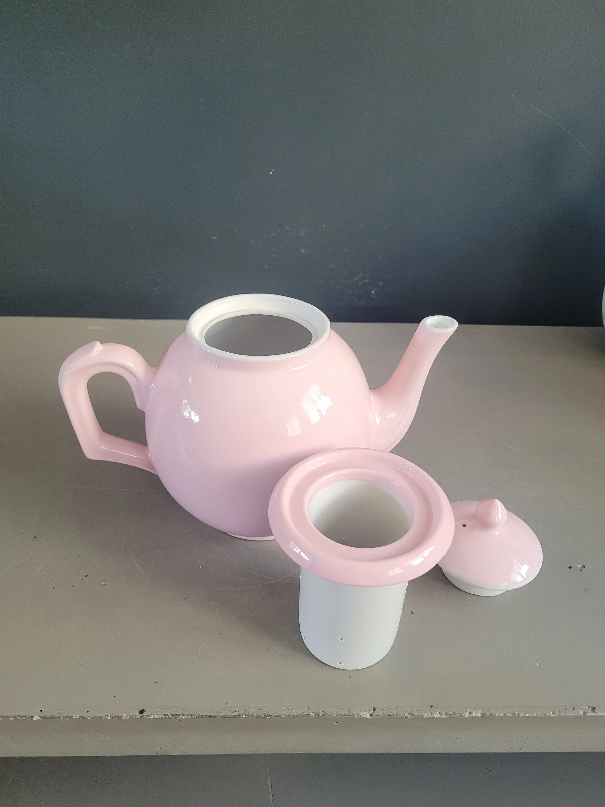 Antique pink porcelain teapot with filter - 1.5L - Ref 886