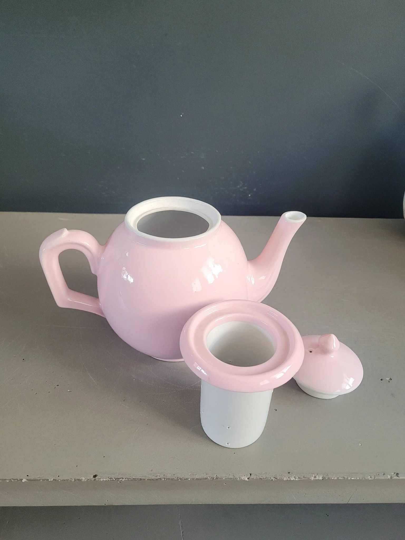 Antique pink porcelain teapot with filter - 1.5L - Ref 886