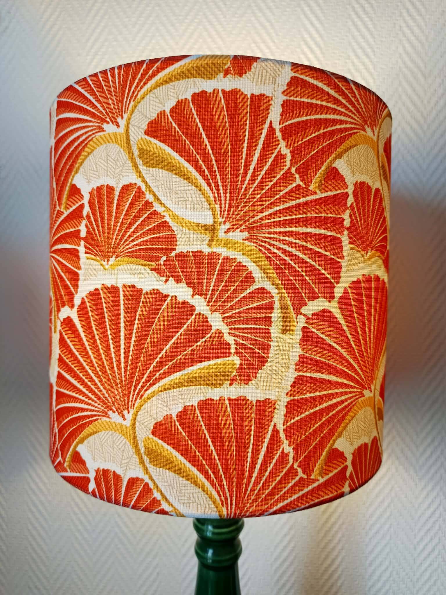 Vintage green ceramic lamp with custom shade