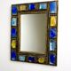 Italian mid-century mirror by Creaciones Gobesso, blue & yellow Murano rock crystals, circa 1960s