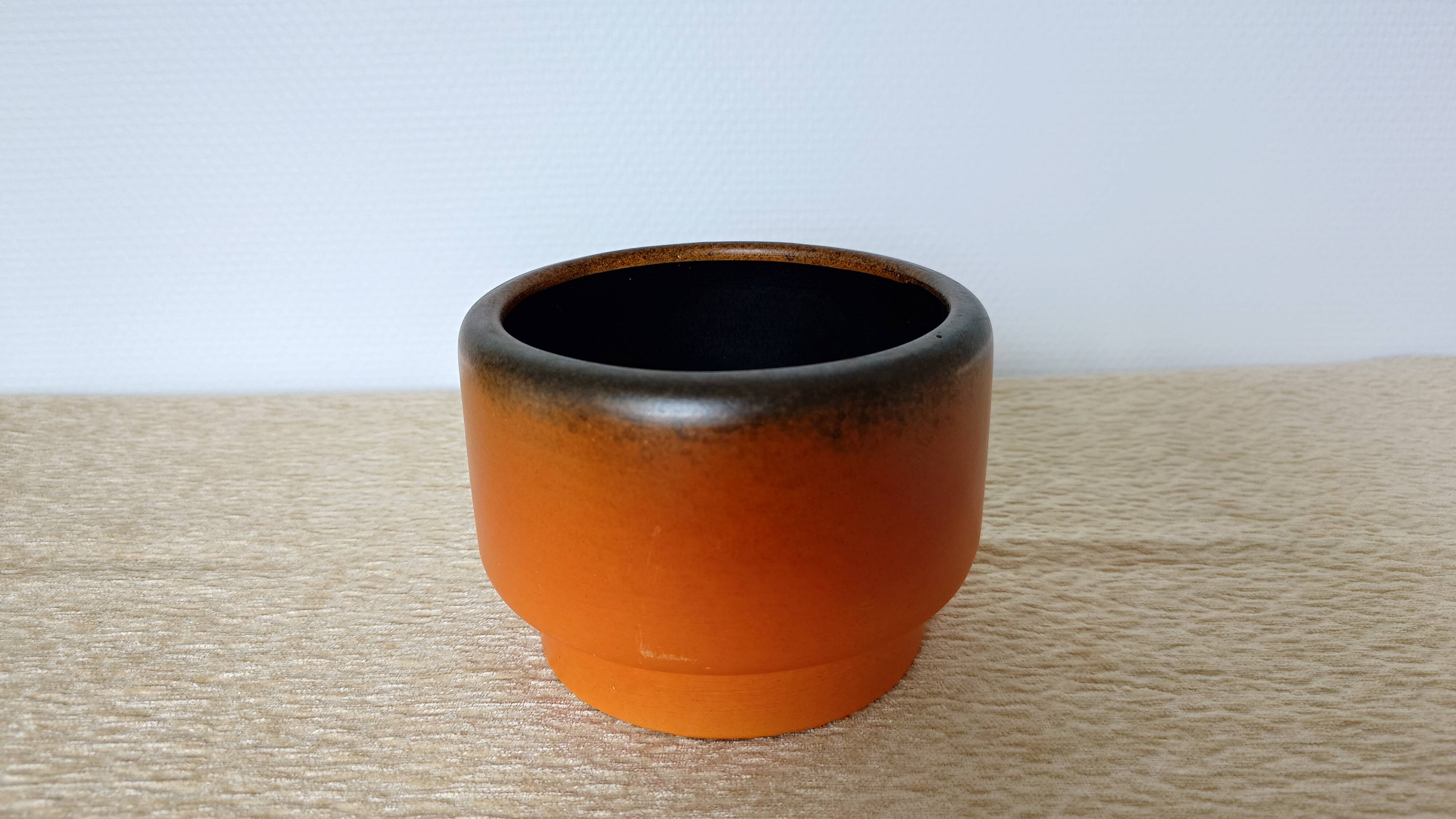 Enamelled vase signed André Jean Doucin – vintage modernist piece – France