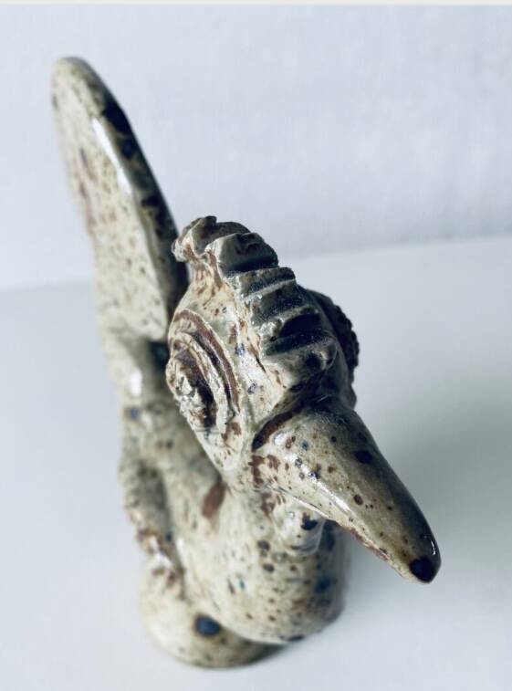 Sandstone rooster signed André Rozay, La Borne