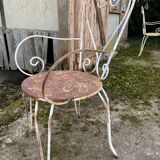 Pair of vintage wrought iron garden armchairs 60s