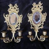 Pair of Louis 16 Napoleon style bronze mirror candlesticks