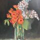 painting oil on canvas still life bouquet signed vintage