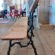 Antique garden bench with cast iron legs
