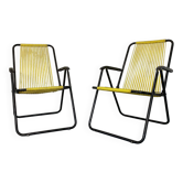 Chaises de Jardin Pliantes à Cordes Spaghetti en Métal, Italie, 1950s, Set de 2