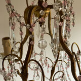 Murano chandelier with pink pearls