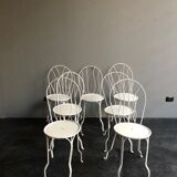 7 chaises en fer forgé de jardin des années 30