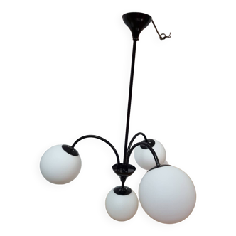 Space Age chandelier with 4 opaline spheres