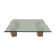 Glass table and travertine feet