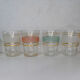 6 old granite glasses of vintage color 50s