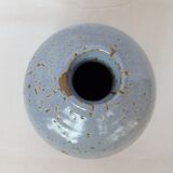 Vase boule céramique signée bleu Accolay ou autre 16 cm