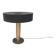 Lampe de table danoise avec une base en laiton massif et un abat-jour en métal laqué gris.