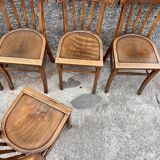 Series of 8 chairs bistro wood curve