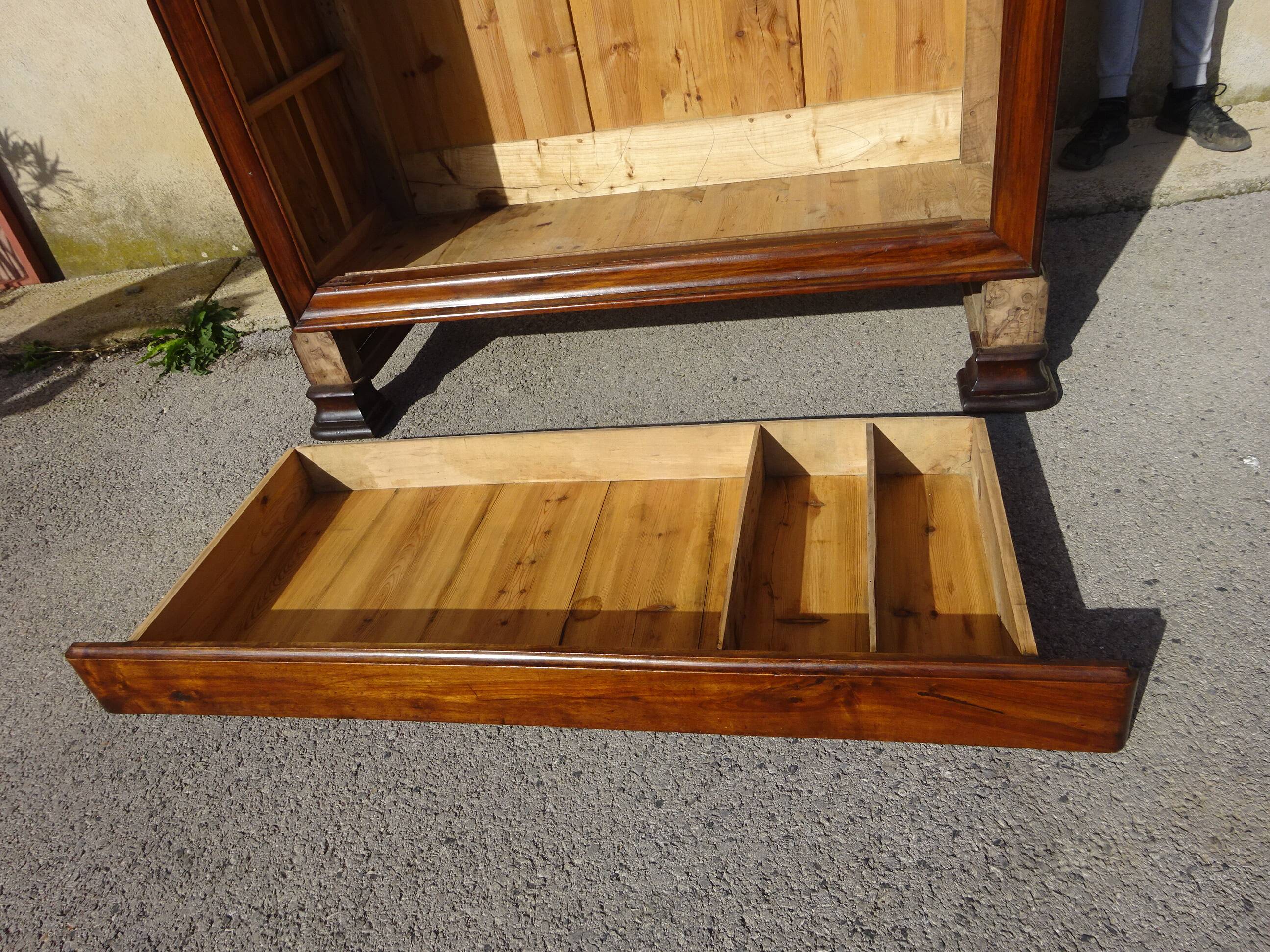 Very large Louis Philippe walnut wardrobe