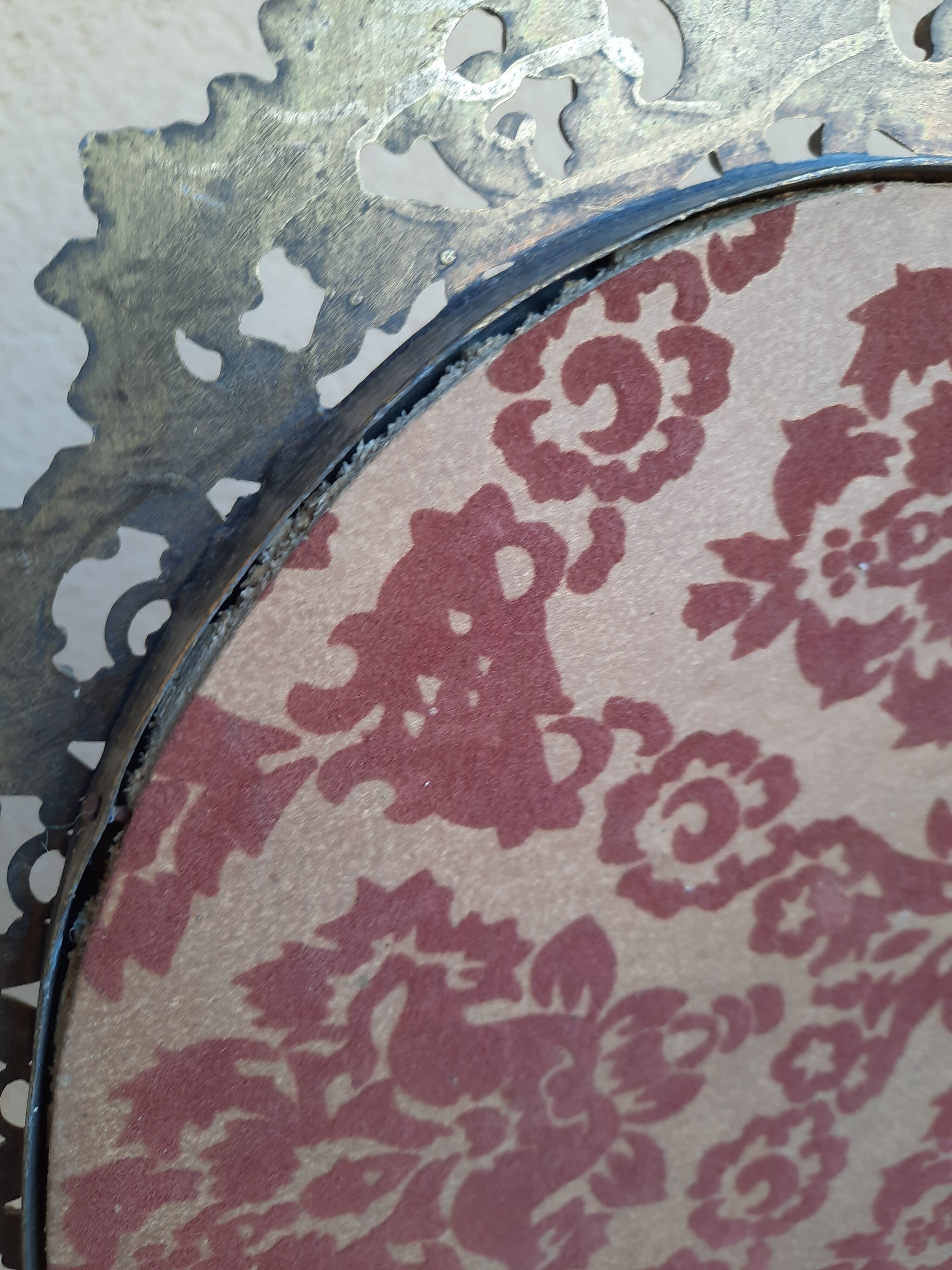 Mirror on foot, swivel, brass, mid-late nineteenth, rock style.