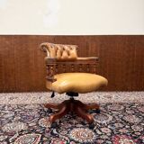 English Chesterfield Desk Chair Cognac