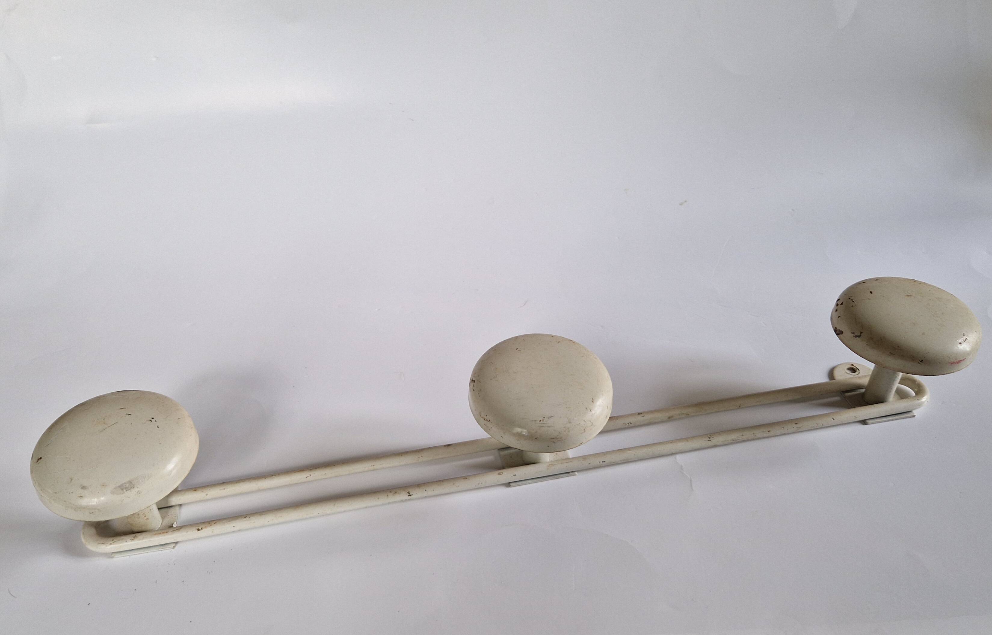 White metal wall coat rack, 1970