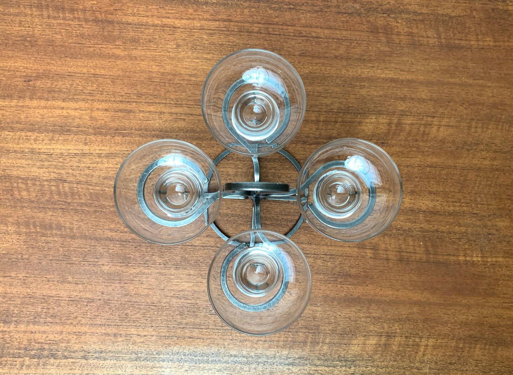 Danish metal and glass candlestick, 1960s