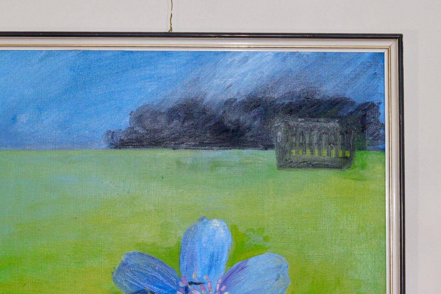 Oil painting on canvas "Bee" by Anita Steiner, Sweden mid 20th century