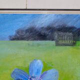 Oil painting on canvas "Bee" by Anita Steiner, Sweden mid 20th century