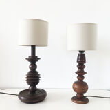 Turned wooden vintage lamp