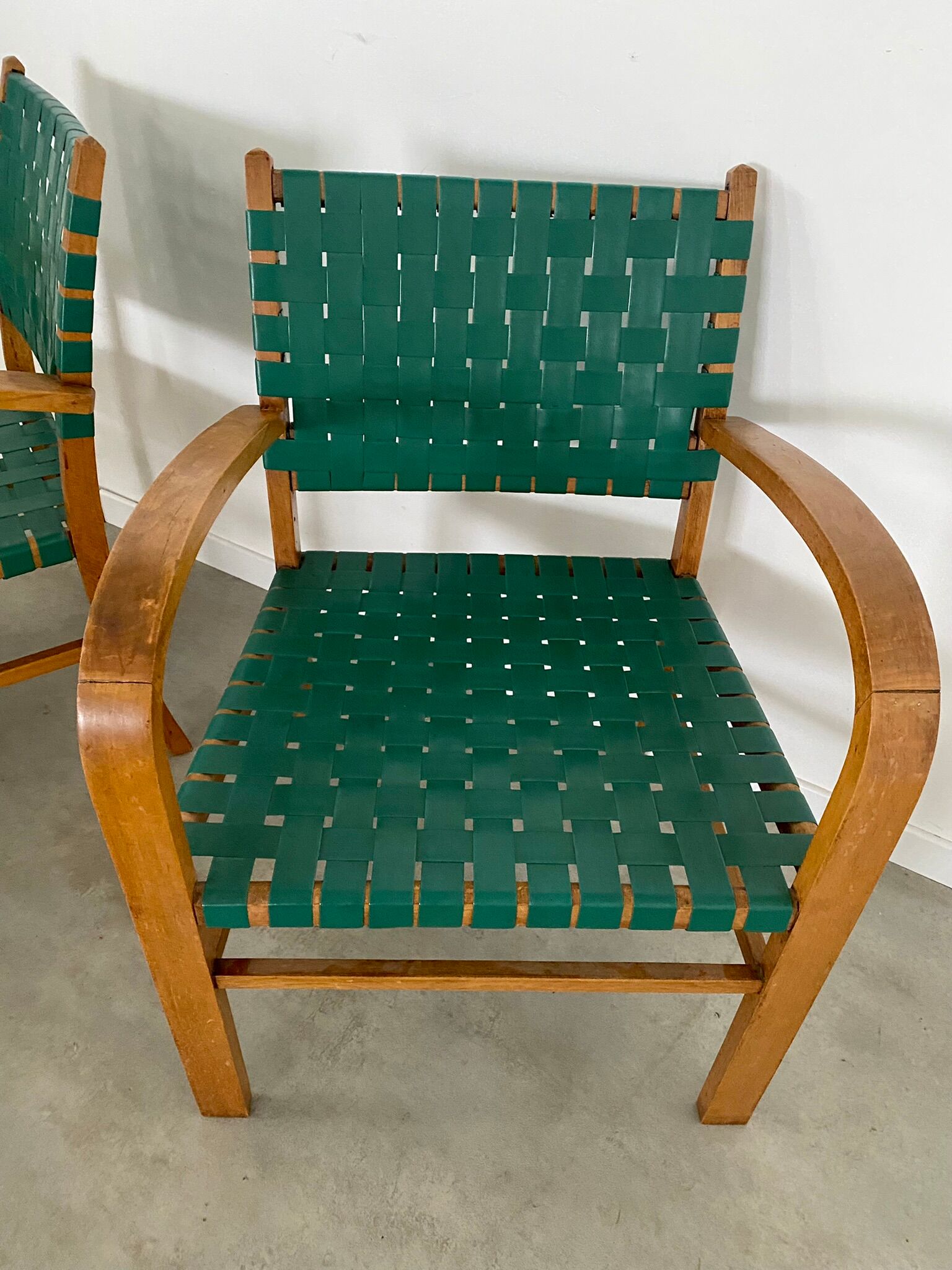 2 armchairs bridge vintage year 50 wood and vinyl