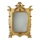 Large antique umber pine mirror from Switzerland, Italy, 19th century.