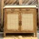 Old Parisian buffet in raw solid wood and natural caning.