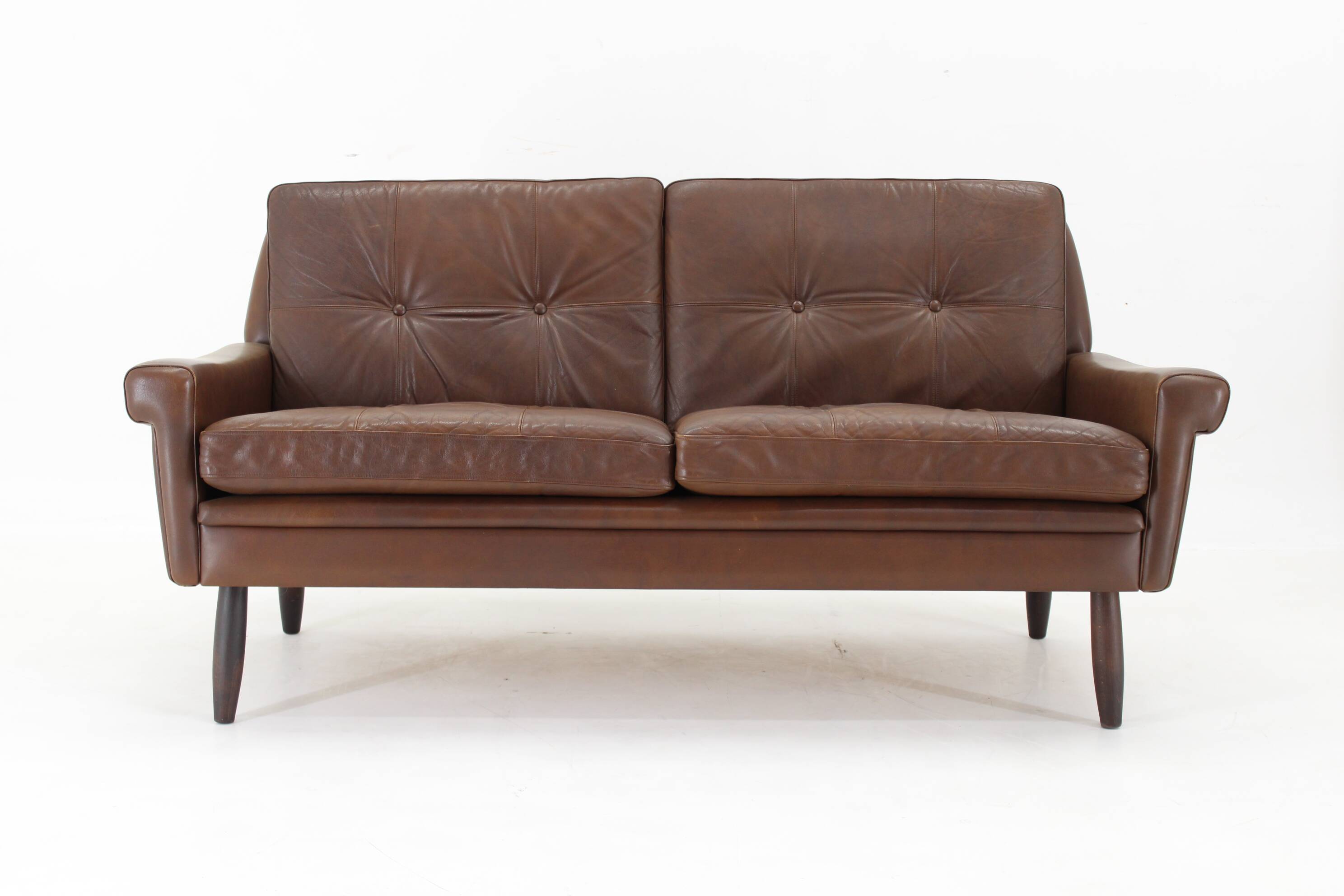 Ensemble de salon Svend Skipper 1970 en cuir marron, Danemark