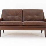 Ensemble de salon Svend Skipper 1970 en cuir marron, Danemark