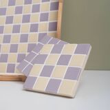 Handcrafted checkerboard tiled wooden tray