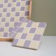 Handcrafted checkerboard tiled wooden tray