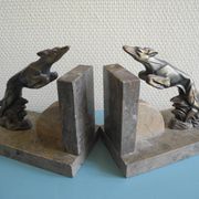 pair of art deco greyhound bookends bronze marble antique pair of bookends