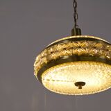 Vitrika 'Prizmpendel' brass and pressed glass pendant lamp
