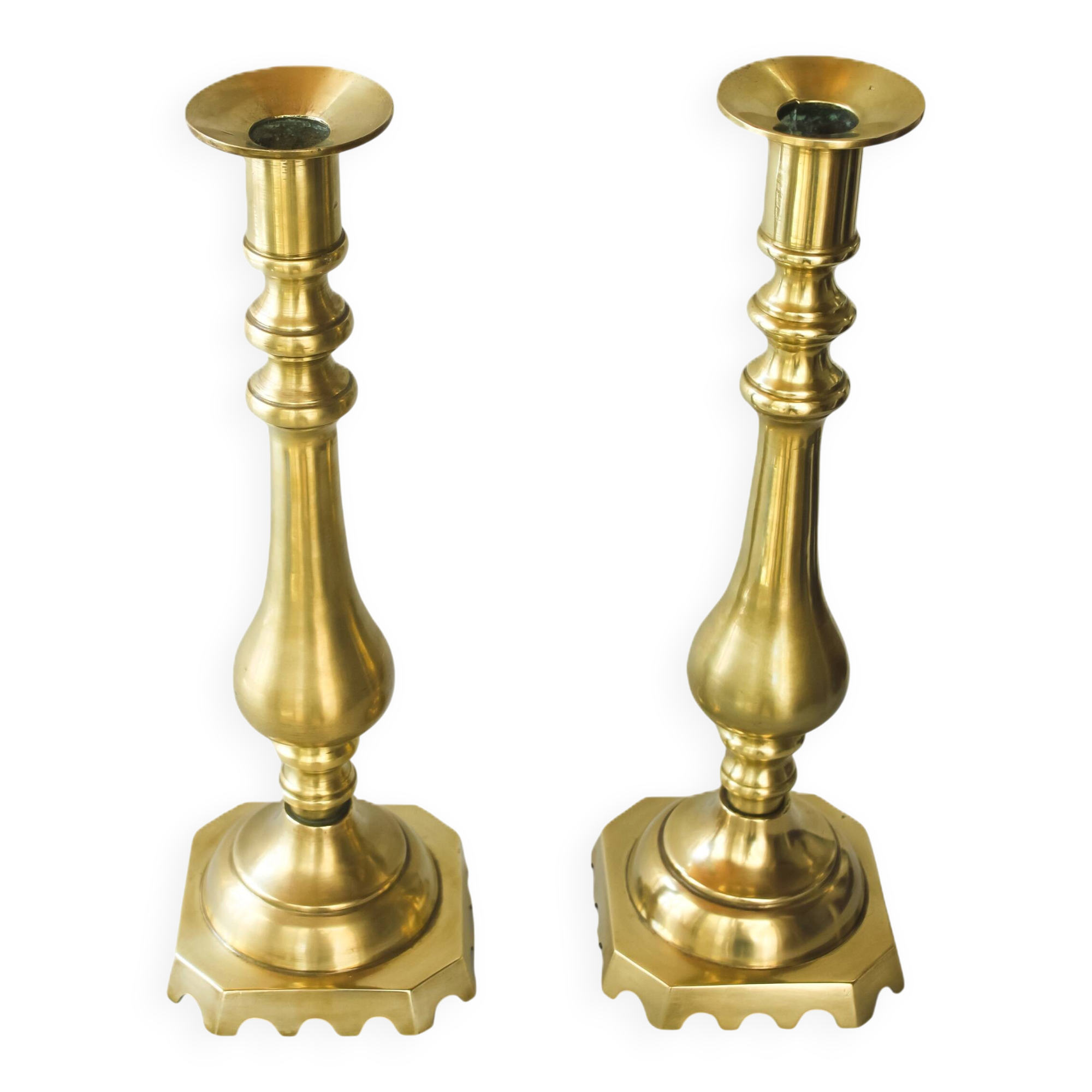 Large antique bronze candelabras. Unique pair. Candle holders.