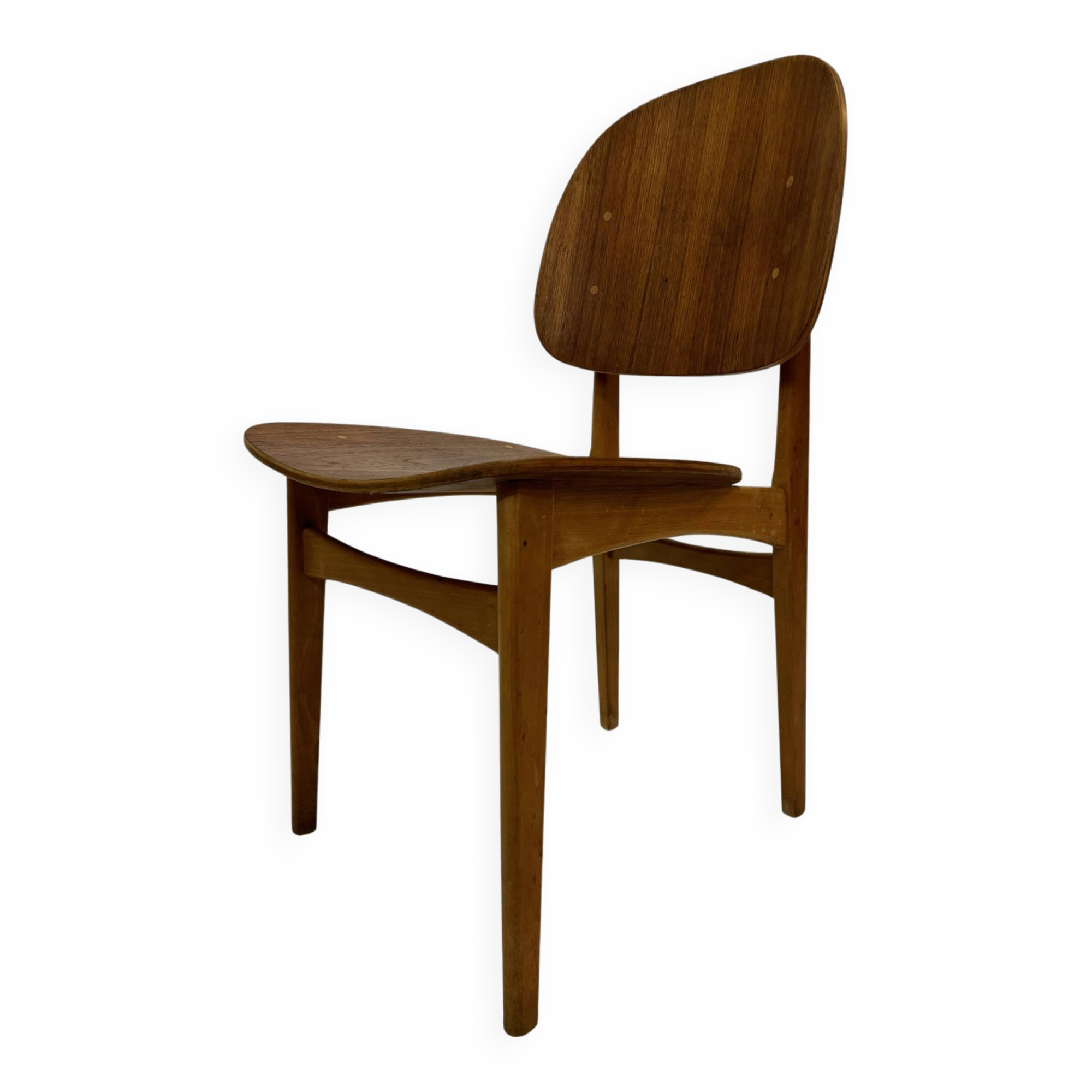 Vintage dining room chair Scandinavian 1960s plywood and teak design