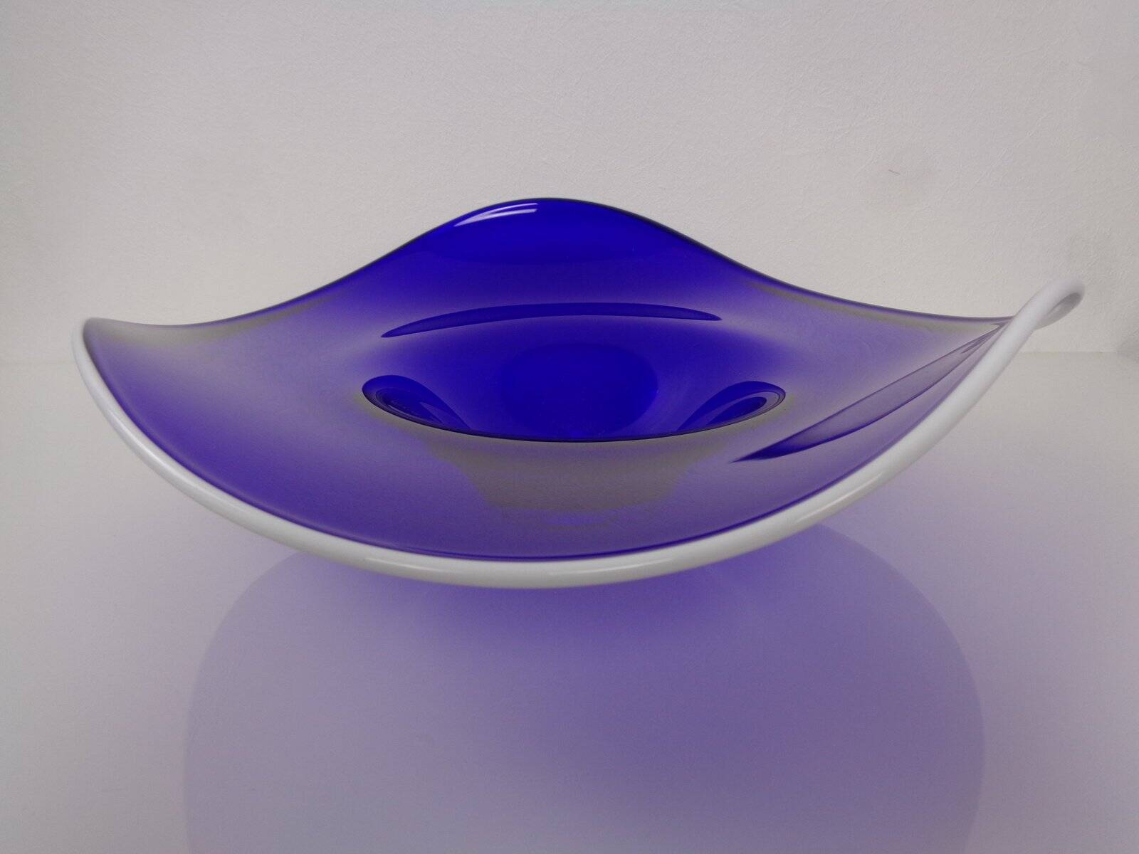 Large blue glass bowl, Czechoslovakia, 1960s