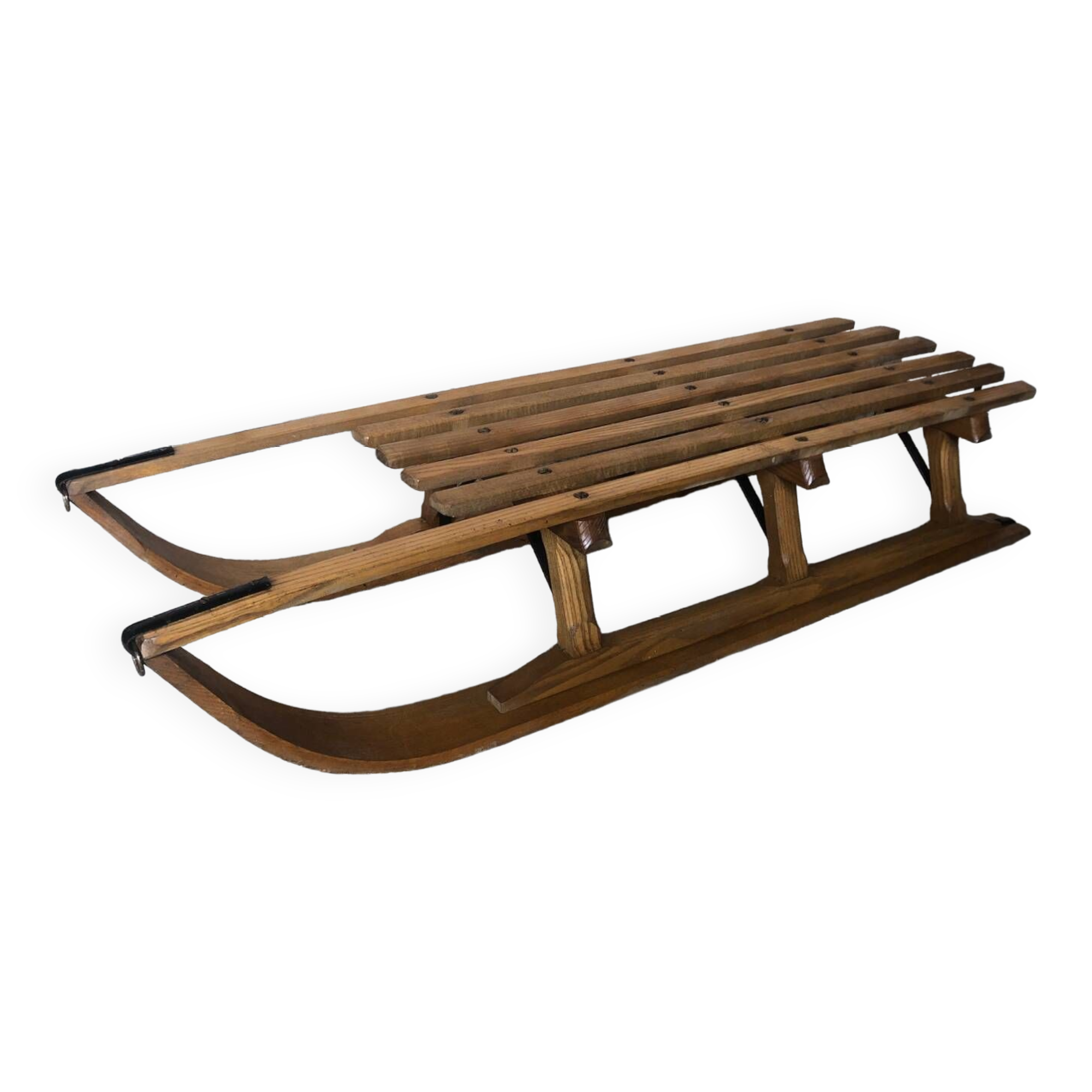 Ancienne luge en bois & lames metal vintage #a355